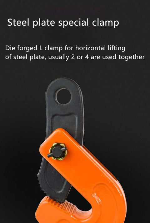 Horizontal Plate Lifting Clamp 0.8 Ton Built Tough With High Strength Manganese Steel Chain For Industrial Hoists And Cranes