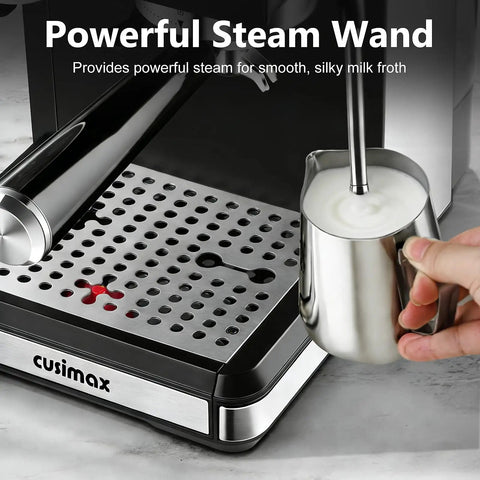 Powerful Steam Wand for Level Up Your Daily Coffee Drip With This Pro Espresso Machine And Built In Grinder Featuring 20 Bar Pressure.