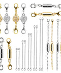 Magnetic Jewelry Clasps And Extenders Set In Gold And Silver 24 Piece Layering Clasp Kit For Necklaces Bracelets And Anklets