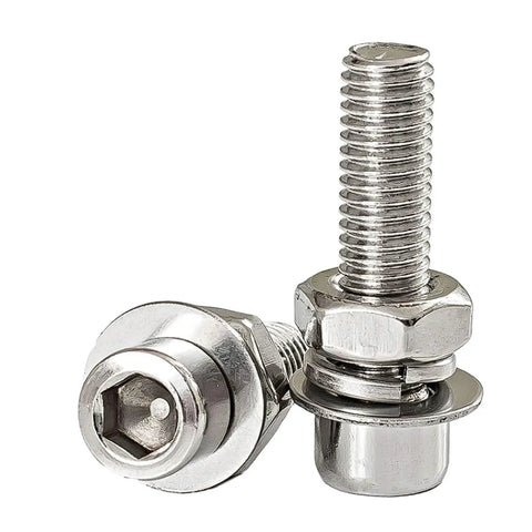 304 Stainless Steel M6 Hex Socket Head Cap Screws And Nuts Kit With Fifty Sets Of Matching Nuts And Cylindrical Bolts For Indoor And Outdoor Use Great For DIY Gear Projects Furniture Electronics And Mechanical Builds; stainless bolts and nuts