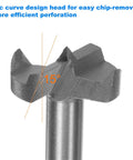 Kickass 5 Piece Forstner Bit Set 15 20 25 30 35 Mm With Round Shank Design Built From Durable High Speed Steel showing 15° arc curve head for efficient wood drilling.