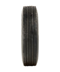 Side view of 8x1.75 inch semi pneumatic tire on wheel showing tread pattern, built for easy replacement and smooth rolling in tough worksites.