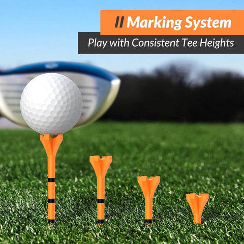 Pro 150 Pack Golf Tees Set With 130 Driver Tees And 20 Iron And Hybrid Tees Durable Reinforced Shaft on grass field