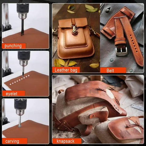 Heavy Duty Leather Hole Puncher For DIY Leather Crafting Hand Punching Machine With Manual Press Punch Tools for belts and bags