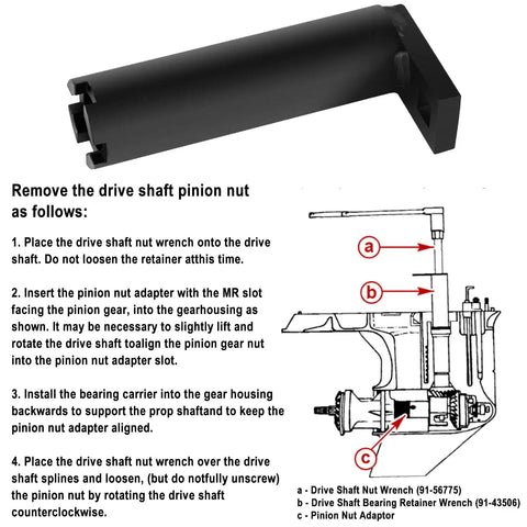 Pro Grade Marine Drive Shaft Bearing Retainer Wrench Tool For Mercury Outboard Gearcases And MerCruiser Alpha One Stern Drives Gen I II Removal And Installation with diagram
