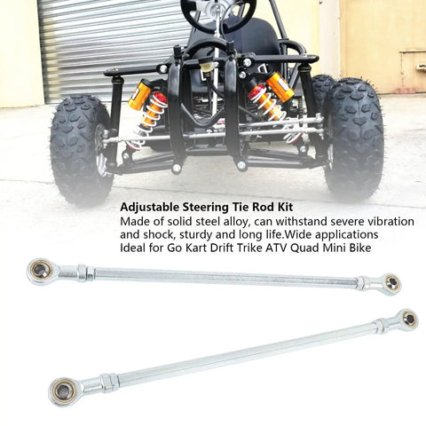 Adjustable Tie Rod Kit With Inner And Outer Ends For Go Karts ATVs Quad Bikes High Hardness Steel Alloy Durable Steering Rods