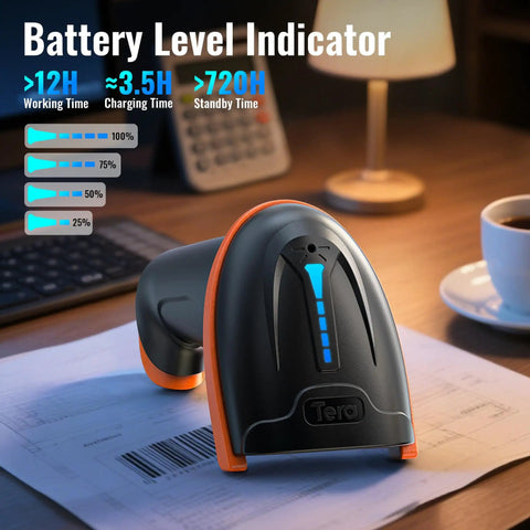 1D 2D QR Barcode Scanner Wireless And Wired With Battery Level Indicator And 2000mAh Battery Portable Handheld Barcode Reader D5100Z