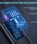 Portable Tire Inflator Air Compressor With 2X Faster 150 PSI Inflation Cordless Pump Led Light Digital Pressure Gauge Display