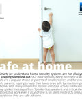 Child reaching for a door handle with installed LoRa Smart Door Sensor Starter Kit With One Quarter Mile Outdoor Range visible.