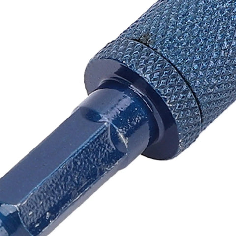Close-up of the 1/4 inch hex shank of the Heavy Duty Helical Chamfer Tool With 1/4 Inch Hex Shank And Solid Tungsten Steel Build.