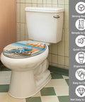 Toilet Seat Round Resin for Bathroom with octopus design, fitting standard toilets, easy to clean and install.