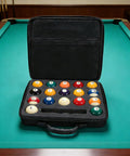 17 Slot Billiard Ball Case With Foam Lining And Mesh Pouch Adjustable Shoulder Strap And Dual Zip Closure Holds Standard 2 1 4 Inch Pool Balls Keeps Full Set Organized And Ready To Transport