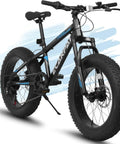 Fat Tire Mountain Bike For Kids 20x4 Inch With Dual Disc Brakes Suspension Fork 7 Speed All Terrain MTB For Boys And Girls Aged 8 To 15