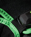 Close-up of black and green stitching detail on Exo Grip Work Gloves For Men Black And Green Non Slip Silicone Fused Palm Sweat Wipe Terry Cloth Durable Heavy Duty Hand Protection In Size Large Pack Of 1