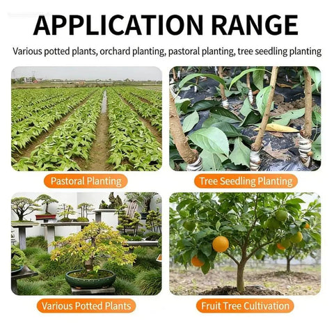Application range includes pastoral planting, tree seedling planting, various potted plants, and fruit tree cultivation.
