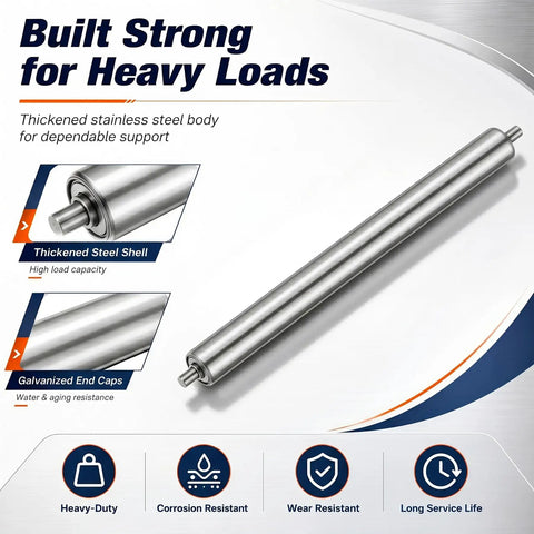 Conveyor Roller 16 Inch Long, 1 Inch Diameter Galvanized Steel Bearing Shaft For Industrial Belt Systems, Heavy Duty Durable Zinc Coated Roller Drum For Material Handling And Assembly Lines, stainless steel conveyor roller with galvanized end caps