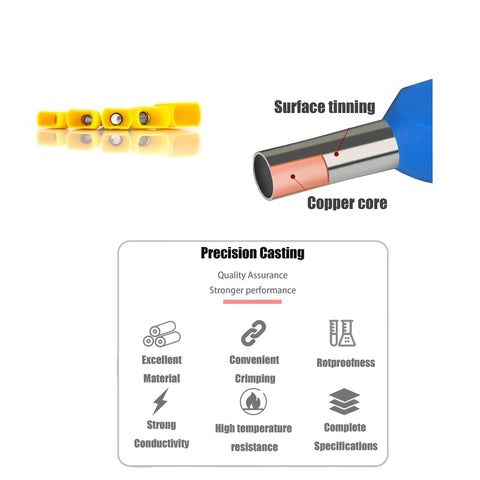Image showing precision casting features of 500 Pcs Double Wire Ferrules Kit Pro Grade Twin Ferrule Connectors For AWG 14-22 Copper Tin Plated With PVC Insulation Durable Crimp Ferrules For Reliable Electrical Wire Terminations.
