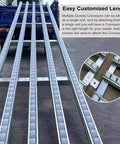 Heavy Duty Portable Roller Conveyor With Stainless Steel Frame And Plastic Rollers For Warehousing, showing customized lengths and attachment details.