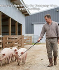 Man using Two Pack Black Pig Show Whip With Chrome Tip 36 Inch Leather Handle Riding Crop For Training And Showing