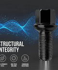 High Carbon Steel Wheel Bolts M14 X 1.5 Thread Pitch Black Coated Heavy Duty Lug Stud showing structural integrity and corrosion resistance.