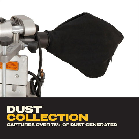 12 Inch Double Bevel Sliding Compound Miter Saw With 15 Amp 3800 RPM Motor, Includes Blade Wrench And Clamp, Beefier Crosscut Capacity, Dust Collection System Captures Over 75 Percent, Tall Sliding Fences For Crown Molding Up To 7.5 Inches
