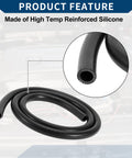 High Temp Silicone Vacuum Hose For Cars And Trucks Heavy Duty Vacuum Line 0.5 Inch ID 3mm Wall Thickness 3.3 Ft Length Black 130 PSI Max Durable Automotive Silicone Tubing coiled on a surface.