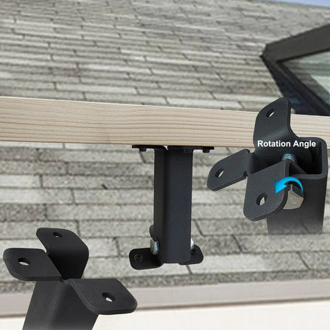 Heavy Duty Beefed Up Adjustable Roof Riser Beam Bracket Kit For Pergola And Gazebo Roof Mounts Black Saddle Post And Beam Brackets Durable Steel Construction Weatherproof Versatile Riser System For Decks And Outdoor Structures