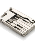 Ultra Slim 13 Function Bike Tool With Chain Breaker in CR-V 6150 steel, portable, pocket-sized, folded view