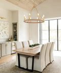 Lit Black Five Light Dining Room Chandelier Modern Pendant Lighting Fixture For Dining Area Sleek Ceiling Light With Elegant Design