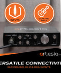 A22XT USB Audio Interface With 24Bit 96kHz Recording And 48V Phantom Power XLR Input For Mic And Instrument on a wooden table