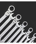 Ratchet Spanner Set With Multitool Keys For Quick Car Repairs, Beefy Pro Grade Combination Wrench Tool Kit on dark background