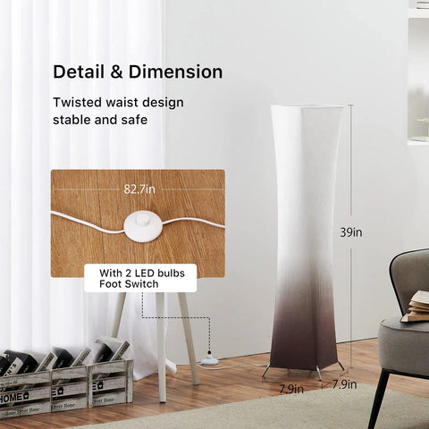 Slender 39 Inch Floor Lamp With Remote Control, RGB Color Changing LED Lights, brown gradient shade in living room setup