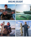 Collage of anglers holding pike, showcasing freshwater fishing trip with All In One Fishing Lures Kit With 92 Pcs Tackle Box.