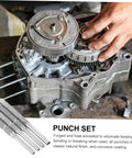 Pro Grade 4-Piece Pin Punch Set for Watch and Jewelry Repair in use near machinery, durable stainless steel tools