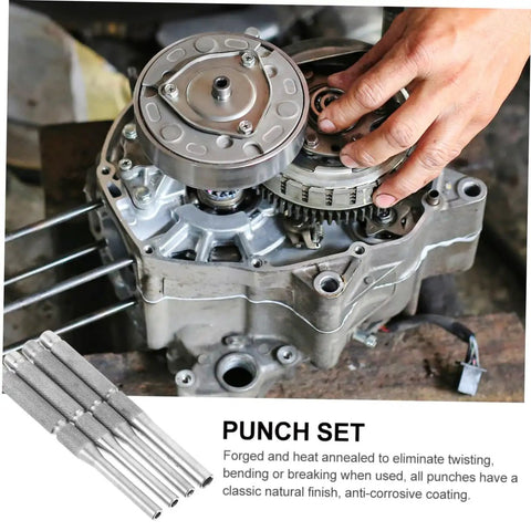 Pro Grade 4-Piece Pin Punch Set for Watch and Jewelry Repair in use near machinery, durable stainless steel tools
