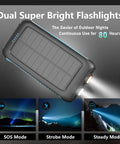 Maxed-Out 49800mAh Solar Power Bank With 15W Fast Charging, QC3.0 USB-C and Dual USB-A, built-in flashlight in use