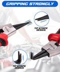 4 Piece Snap Ring Pliers Set For Internal And External Retaining Rings, 7 Inch Heavy Duty Circlip Pliers With Tip Stripe Design