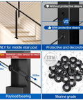 Comparison of cable railing with and without 40 Pack One Eighth Inch Thirty Degree Angle Wheel Black Cable Railing Grommets For Metal Posts Only Compatible With Wire Rope Sized One Eighth Inch Five Thirty Second Inch And Three Sixteenth Inch Protector Sleeves CR79, showing marine grade stainless steel in use.