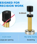 Close-up of a magnetic post from Magnetic Helping Hands Soldering Station showing 0.23-inch jaw opening and no bite marks.