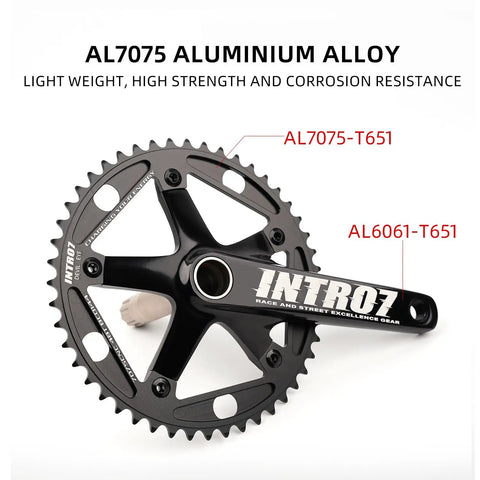 Fixed Gear Hollow Crankset 48T 165mm 144 BCD Single Speed Chainring for Track Cycling Lightweight Aluminum Alloy Crankset