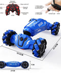 Gesture Sensing RC Stunt Car With Lights And Music, 360 Degree Spins And All Terrain Capabilities, blue toy car dimensions