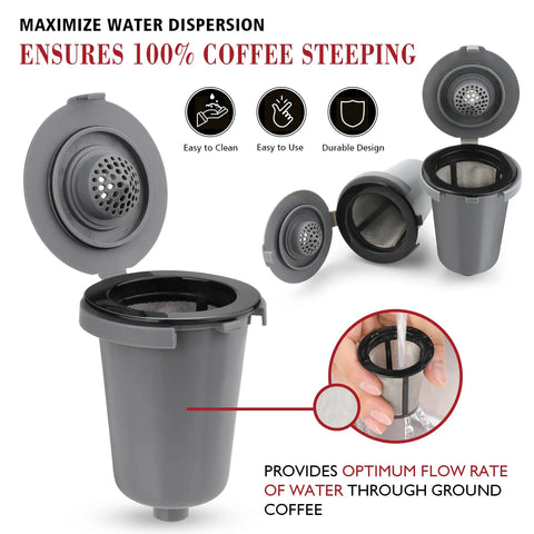 Reusable Filter Cup For Cuisinart HomeBarista Coffee Makers, Compatible With SS-RFC Series, Dark Gray, 2-Pack, display