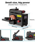 Heavy Hitter 200W Mini Belt and Disc Sander Produces 8500RPM for Wood Metal Plastic with digital display and adjustable angle.