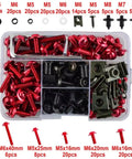 Red Pro Grade Beefed Up Motorcycle Screw And Bolt Kit For Scrambler Diavel Monster Models High Temperature Resistant Hardware Set With Durable Alloy Screws Bolts And Nuts For Long Lasting Fit And Easy Install, red alloy M5-M8 kit in organizer