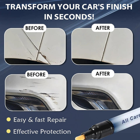 Before and after images show the Car Scratch Repair Pen Quick And Easy No Fuss Touch Up Paint For Any Color Waterproof Finish With Long Lasting Protection Two Pack Value Set Built To Erase Scratches From Keys And Minor Abrasions In Minutes on car scratches.