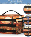 Cactus Desert Tactical Lunch Bag For Men And Women with webbing design, mesh pocket, and desert scene, insulated leakproof cooler