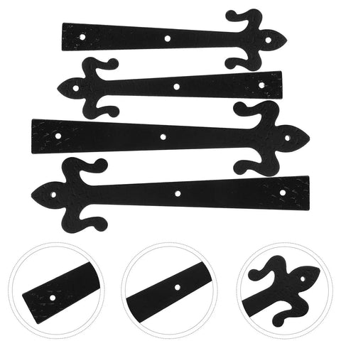 Flat Embossed Garage Door Hinge Set With Handles Decorative 4 Piece Hardware Kit 8 Inch And 10 Inch Hinges for American Style Doors