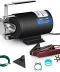12V Water Transfer Pump 330 GPH Electric Utility Pump with Three Quarter Inch Ports Suction Hose and Spare Parts
