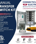 Backup Power Transfer Switch Kit 50 Amp With 10 Circuits Delivers 12,500 Watt Total Includes 25 Foot Cord And Outdoor Rated 50A Inlet