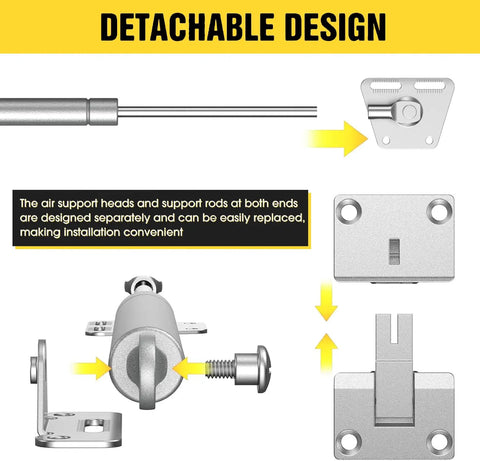 Drop Down Gas Struts Two Pack For Cabinets And Desk Doors 90 Degree Hinge With Quiet Soft Close 100N Gas Springs Silver Finish
